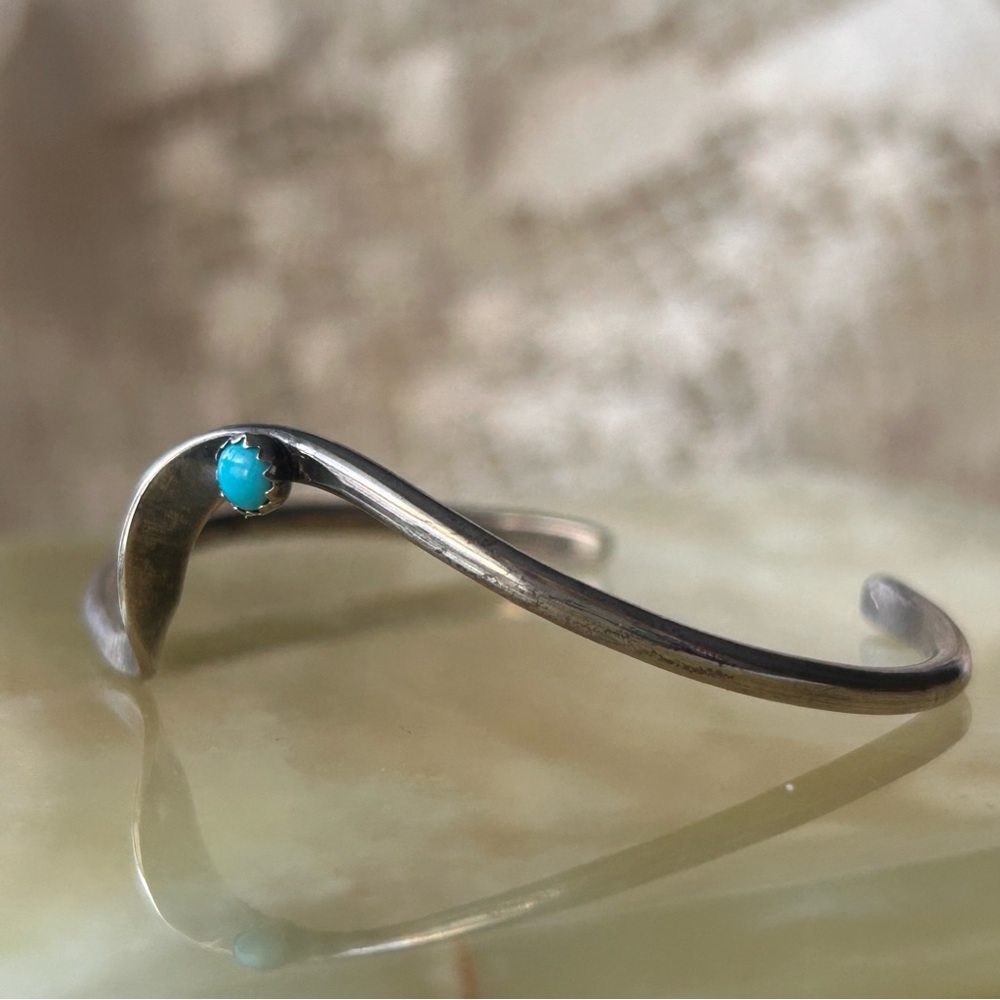 Sterling Silver Cuff Bracelet with Turquoise Accent